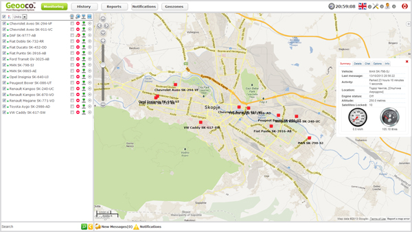 Live fleet monitoring on a city map