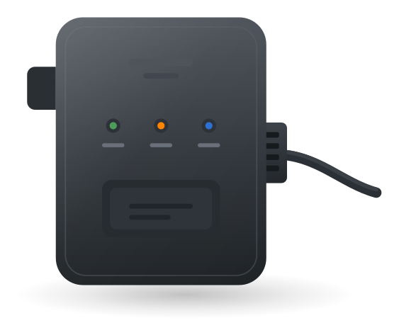 Compact GPS tracking device with status lamps, SIM slot and wiring harness