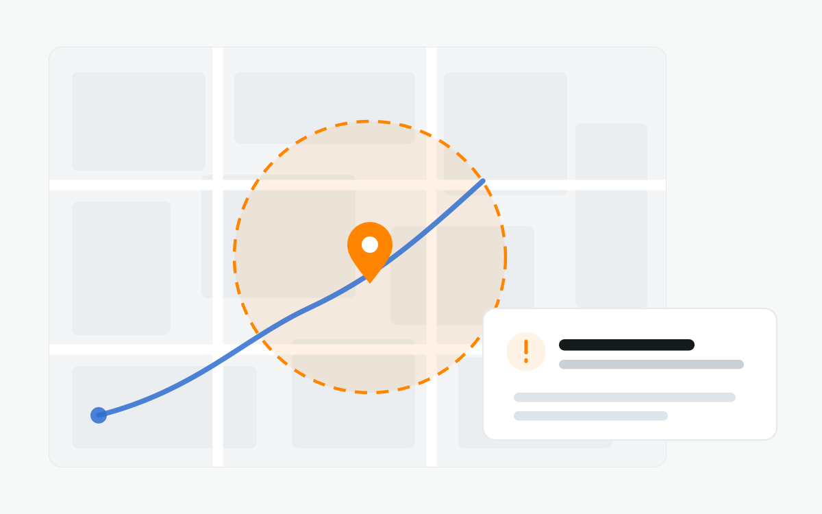 A safe zone drawn on a map with a notification